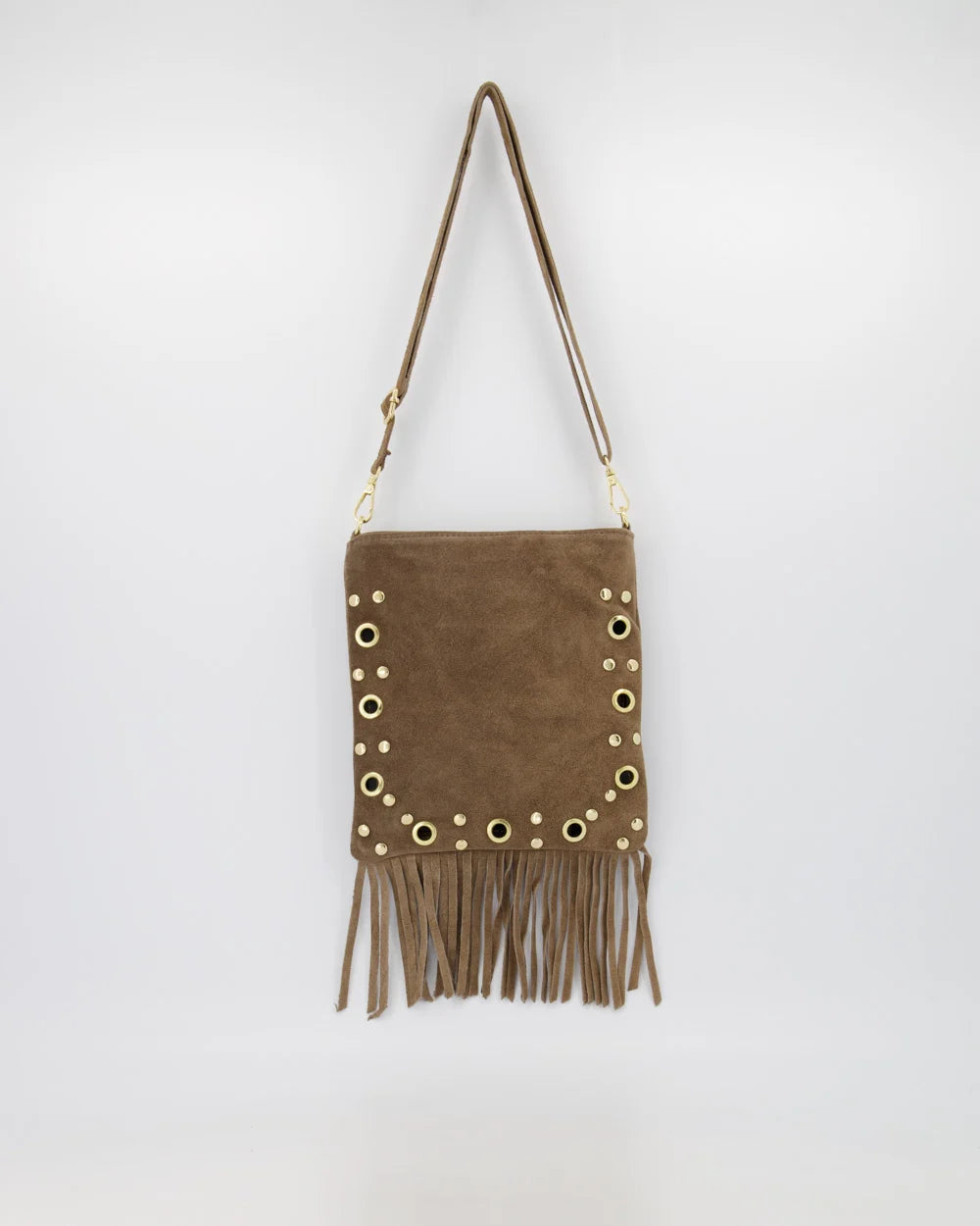 Indigo - Suede - Crossbody tassen - Taupe - 24 - Goudkleurig